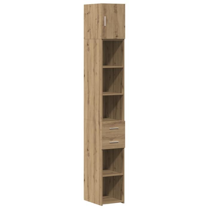 Mueble de almacenamiento estrecho, roble artesanal, 30x42,5x225 cm, madera de ingeniería; Mueble de pared, roble artesanal, 30x42,5x40 cm, madera de ingeniería