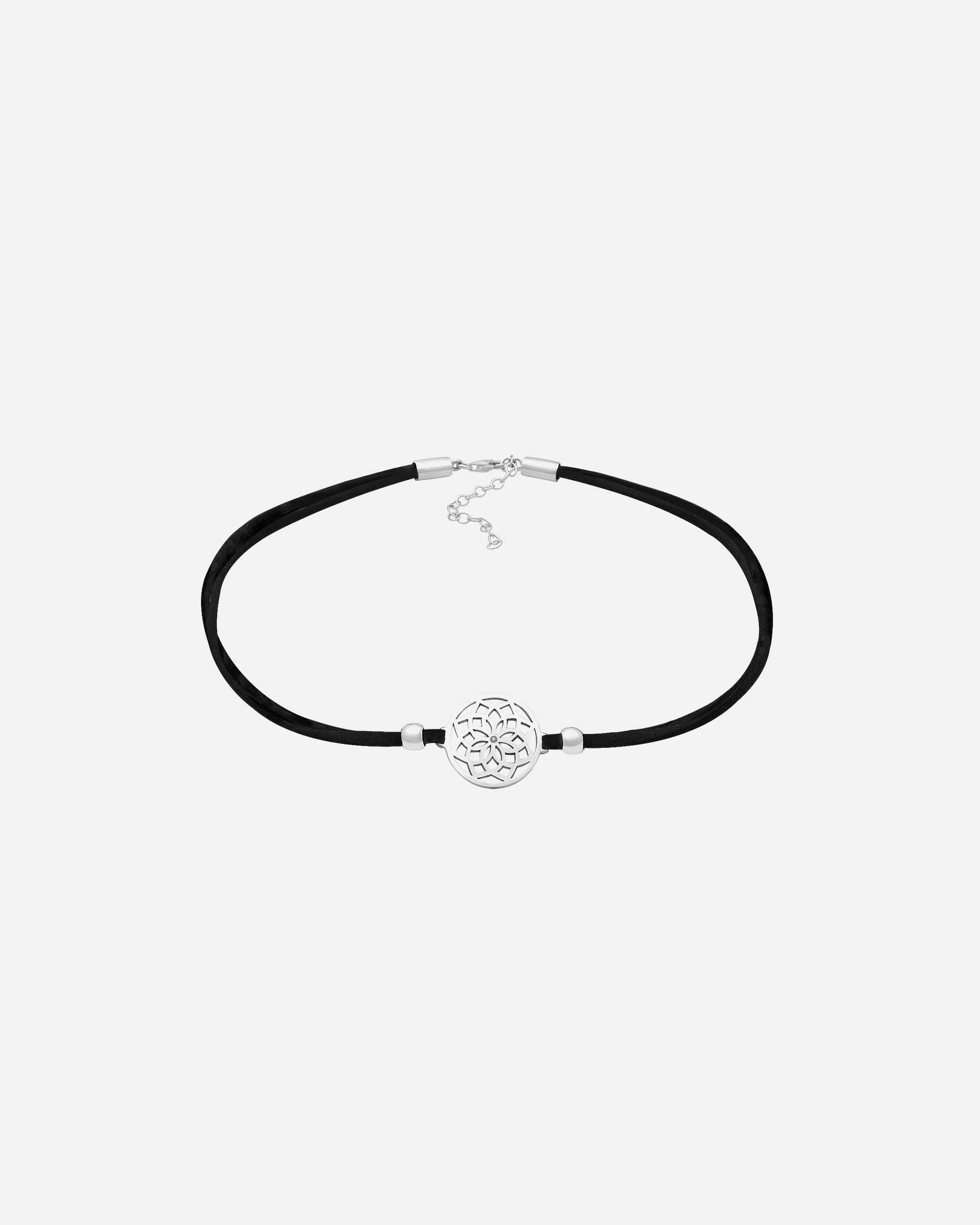 Elli Femmes Choker Fleur de Vie avec Bande Textile en argent sterling 925