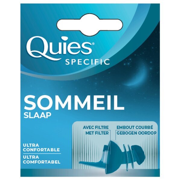 Quies Specific Sleep čepići za uši<br>Zakrivljeni čepići za uši za maksimalnu udobnost. Specifični filter za optimalnu tišinu. Perivi i višekratno upotrebljivi.