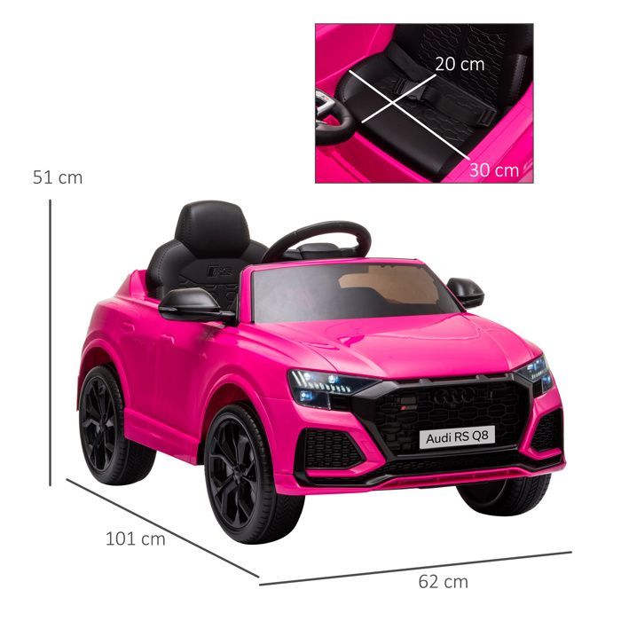 Voiture électrique enfants - HOMCOM - sous licence Audi RS Q8 - avec télécommande, Bluetooth, pour enfants de 3-5 ans - rose