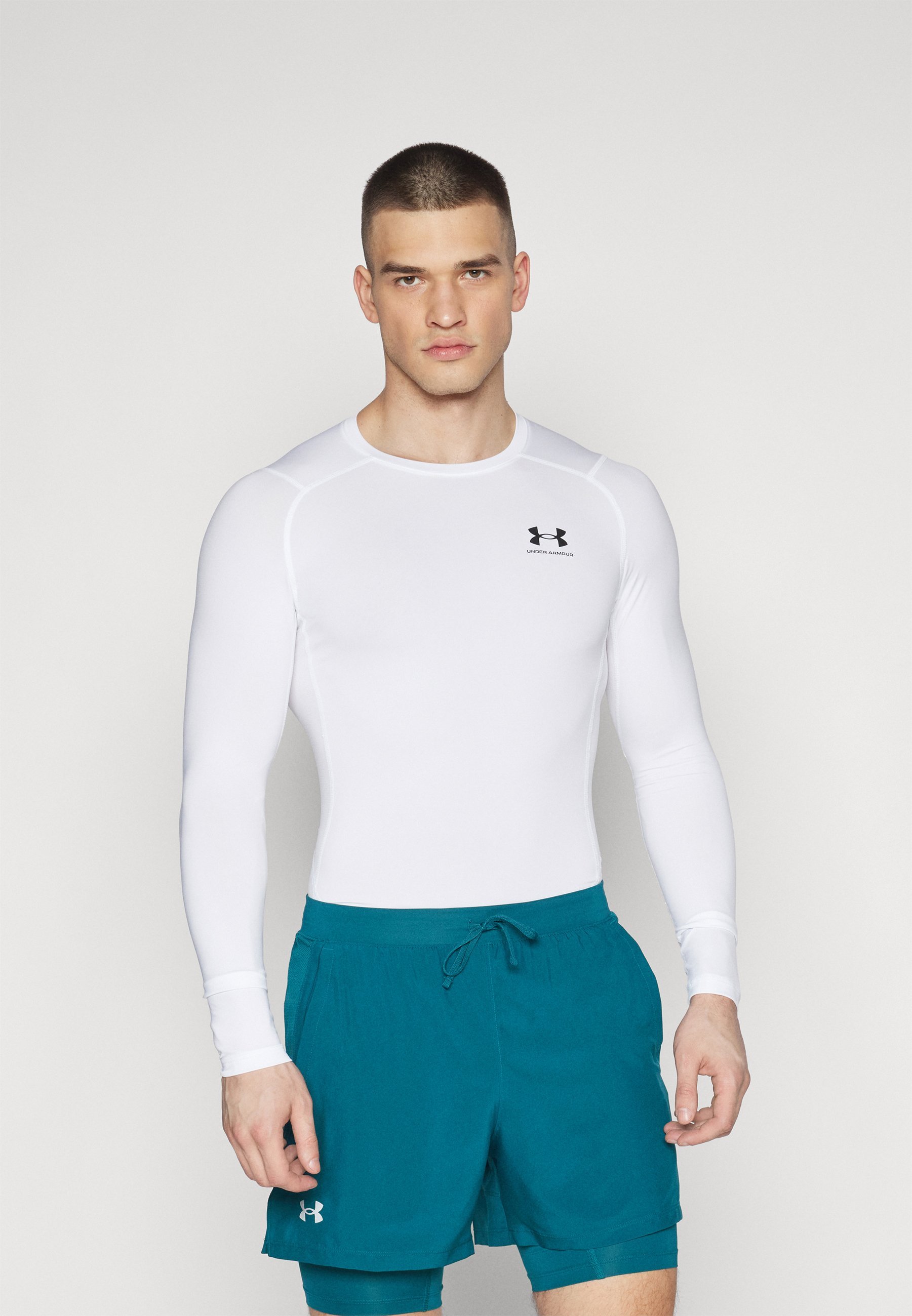 Under Armour HEATGEAR - Bluzka z długim rękawem - biało-czarna