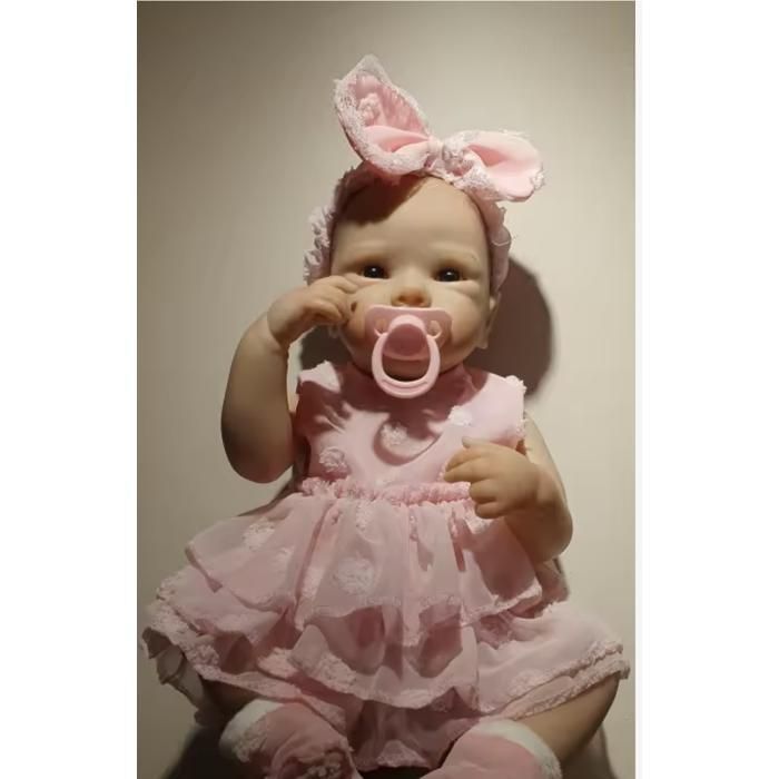 Muñeca bebé reborn de 46 cm – Cuerpo de vinilo completo – Cabello pintado realista – Bettie