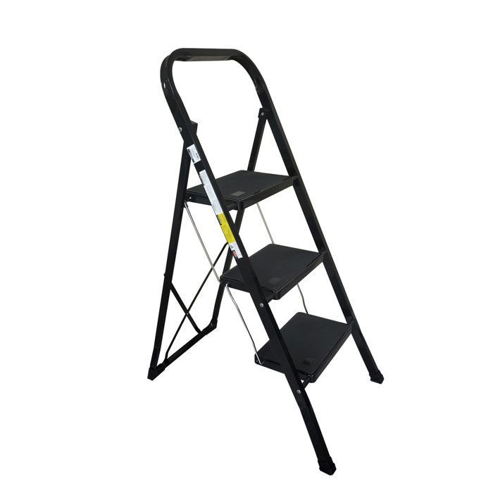 Scala a 3 gradini BM TOOLS BMT-ESC3-BLACK, altezza di lavoro: 70,5 cm, facile da riporre, gradini antiscivolo - NERO