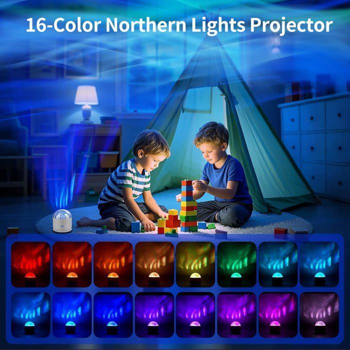 Proyector de cielo estrellado, lámpara de auroras boreales con 16 efectos de luz y control remoto, proyector de galaxias, luz nocturna para niños.