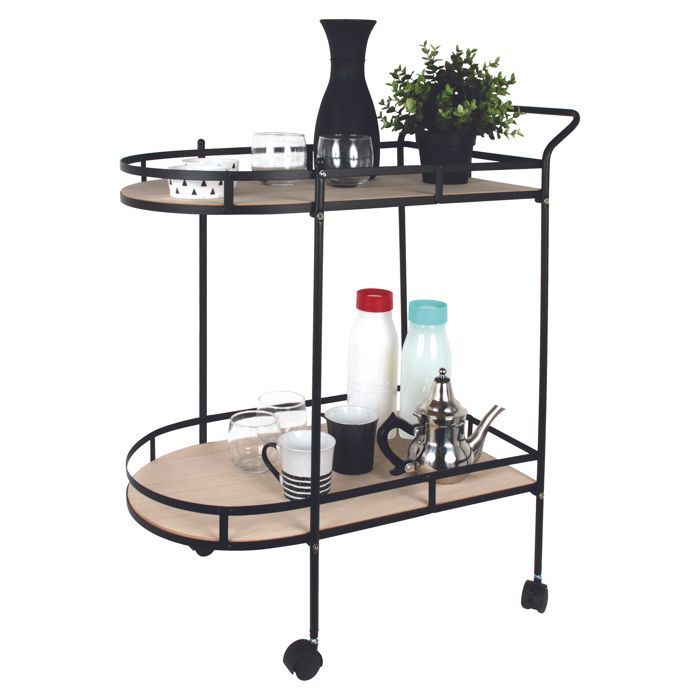 Carrito rodante de 2 niveles - Ancho 68 x Profundidad 39 x Alto 79,6 cm - Negro