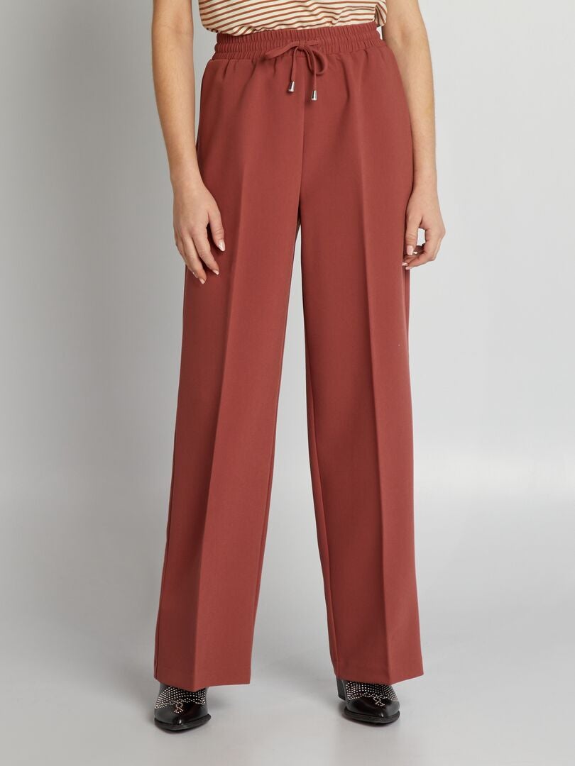 Rechte broek met strik aan de voorkant - ROOD