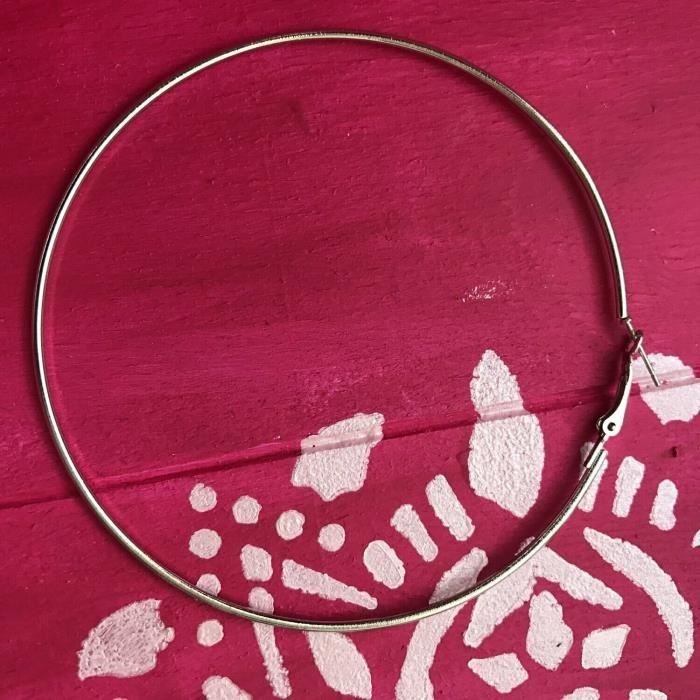 Boucles d'oreilles créoles - Métal argenté - 90mm - Femme - Argent - Argenté