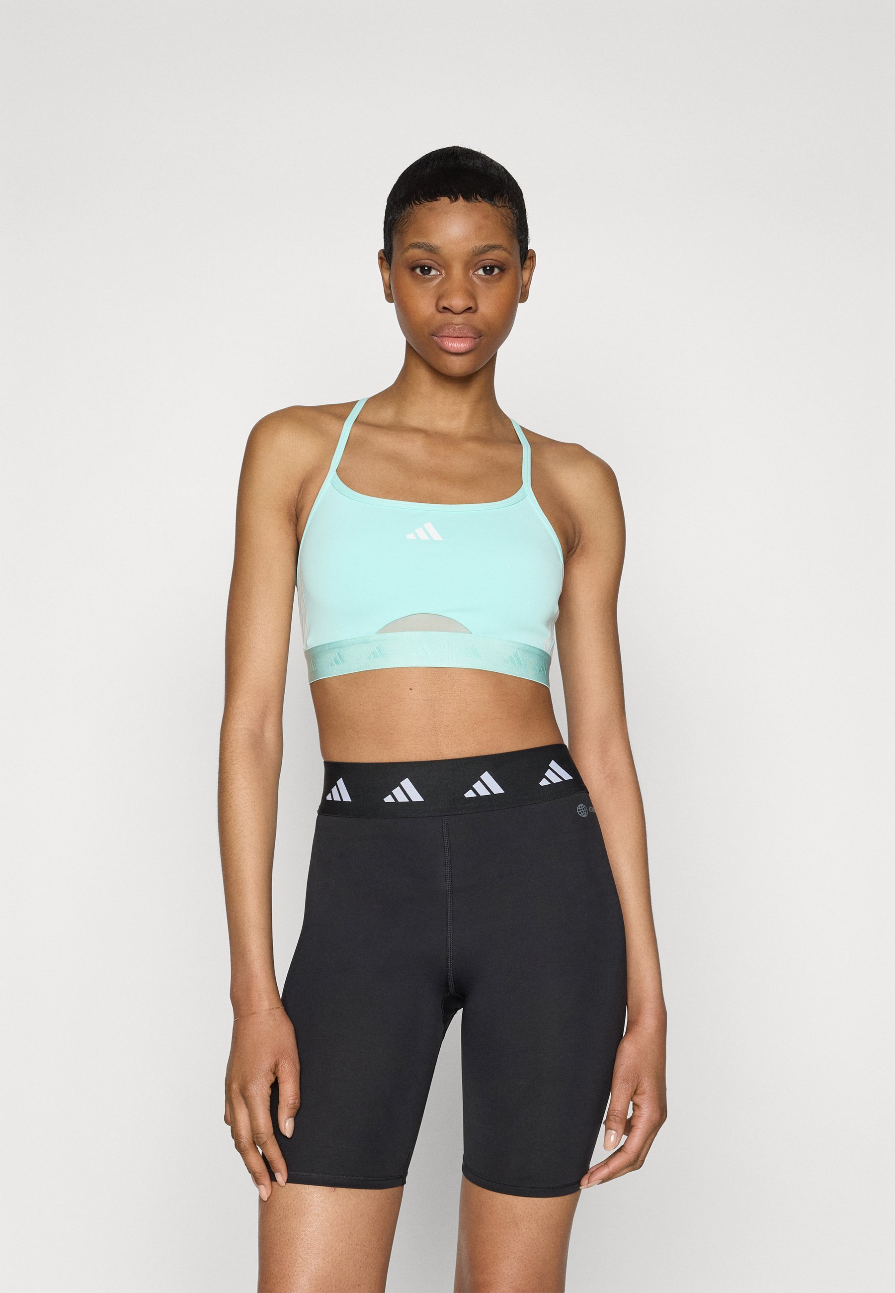adidas Performance HYPERGLAM BRALETTE - Biustonosz sportowy o lekkim wsparciu - semi flash aqua/white