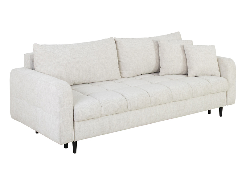 Sofa trzyosobowa Sorella rozkładana z pojemnikiem szenilowa perłowa
