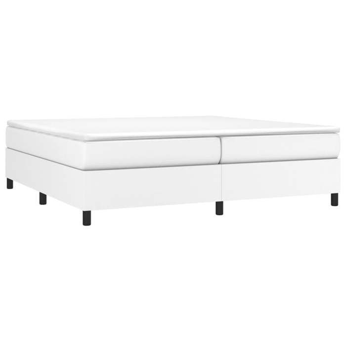 Cama de madera blanca de 200 x 200 cm - Carga máxima 150 kg - Estructura de cama de muelles blanca de 200 x 200 cm en polipiel 005_631891