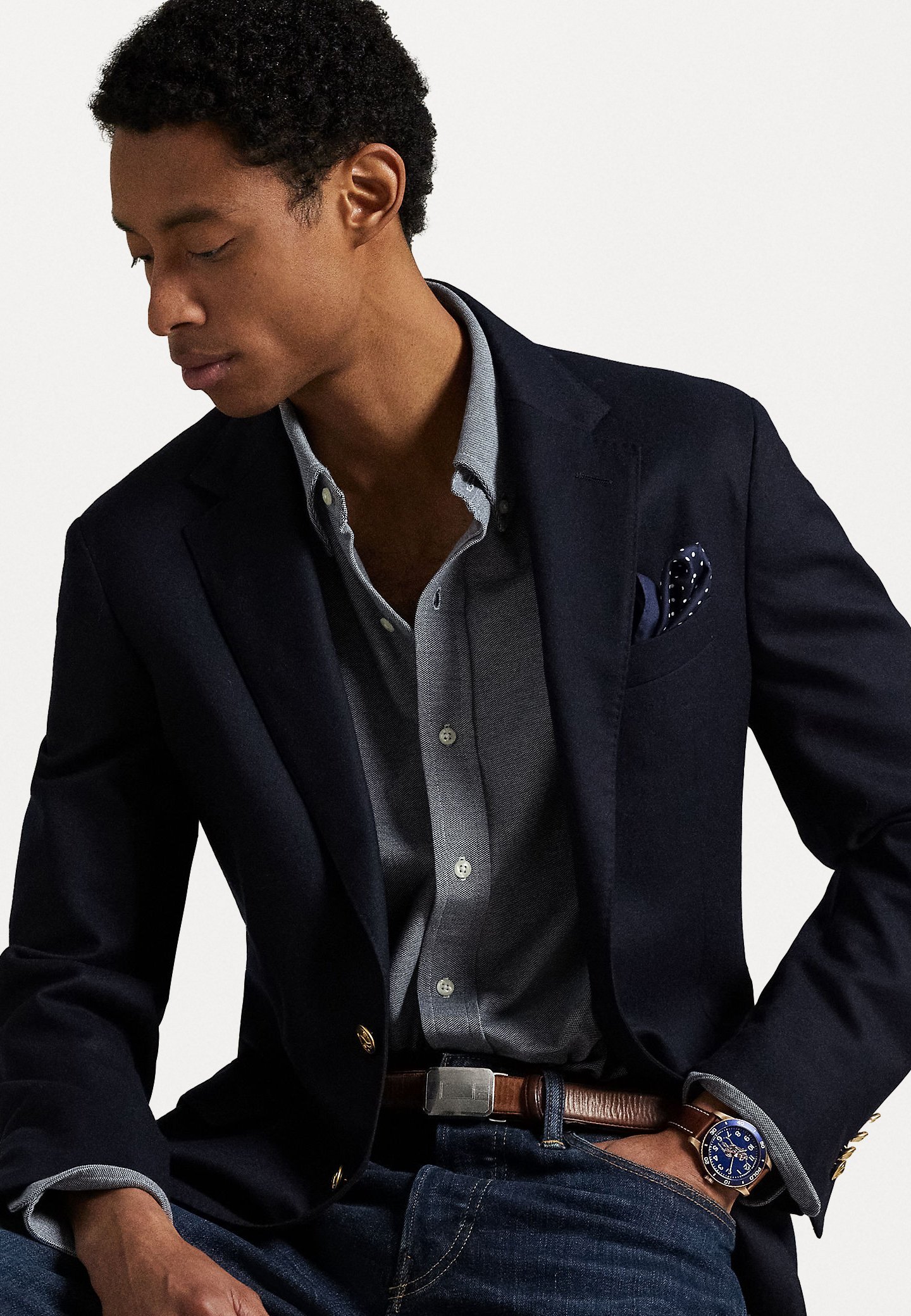 Polo Ralph Lauren Strickhemd im Oxford-Stil – Hemd – Newport Navy