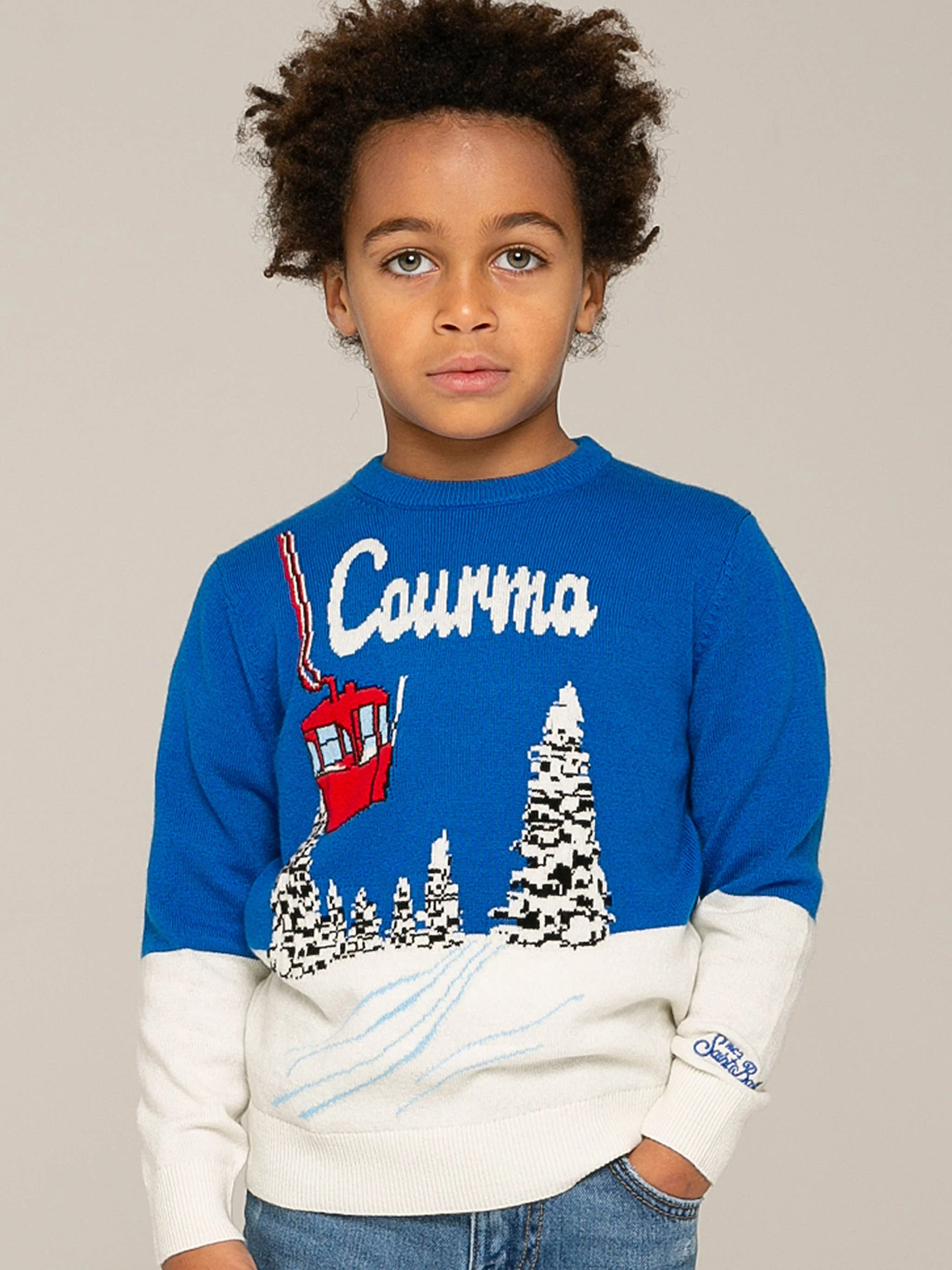 Courmayeur trui voor kinderen met jacquardprint