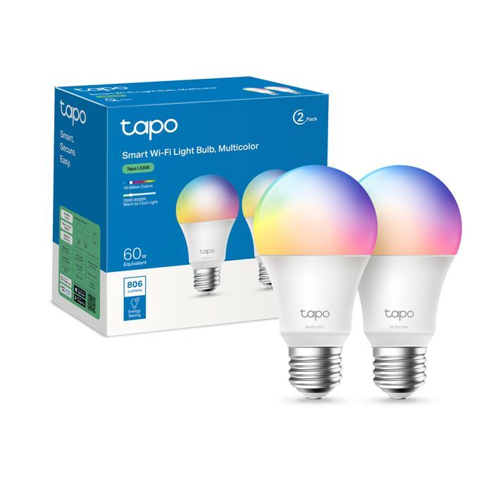 Bombilla inteligente Wi-Fi TP-Link Tapo, multicolor, E27, compatible con Alexa, Google Home y Siri, paquete de 2 unidades Tapo L530E