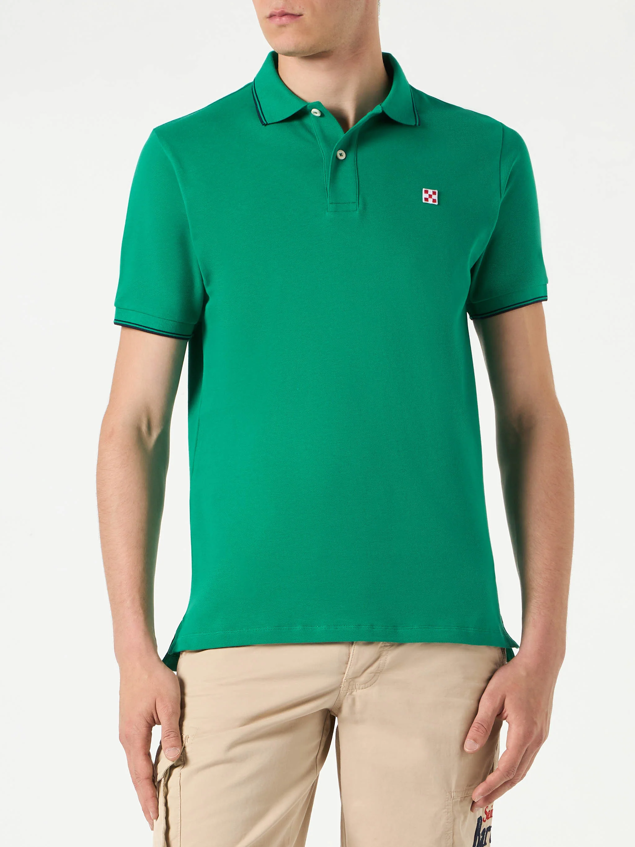 Groene piqué poloshirt met St. Barth-logo