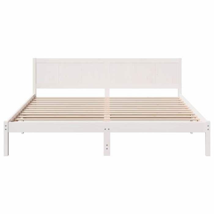 Cama doble CHIC para adultos - Estructura de cama blanca de 200 x 200 cm, madera maciza de pino #Sara33593