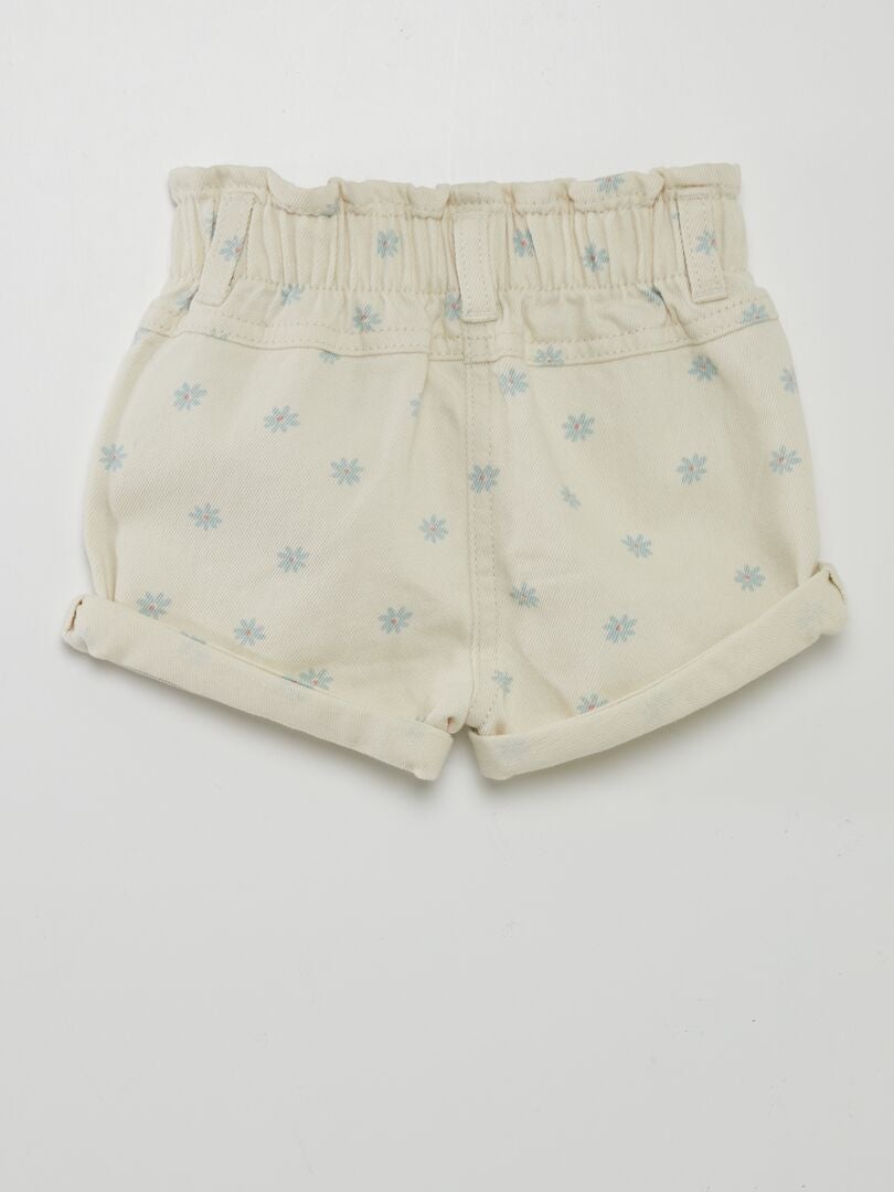 Gerimpelde denim shorts - WIT