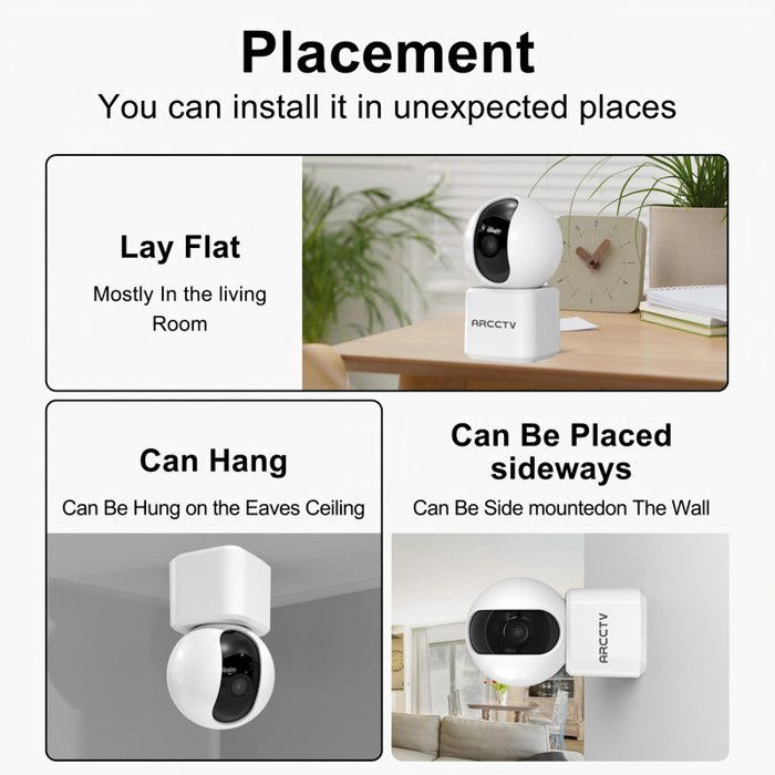 ARCCTV Indoor Surveillance Camera, Bluetooth Connection, Dual Band 2.4 GHz/5 GHz, Motion Detection - Y2U3