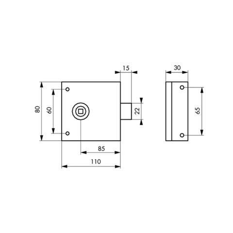 Ferrolho horizontal reversível, epóxi preto, 110x80 mm THIRARD C6 - 000110
