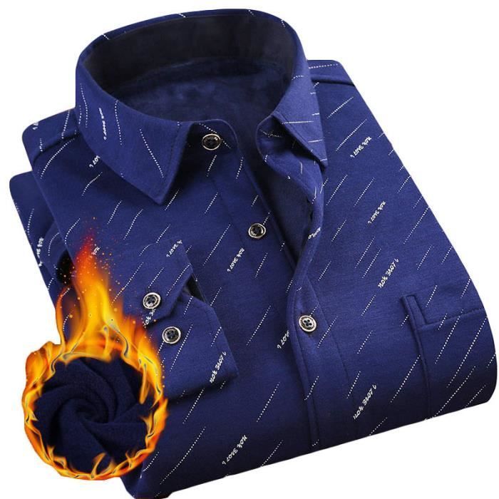 Camisa de hombre - LEOCLOTHO - Corte ajustado - Manga larga - Azul oscuro