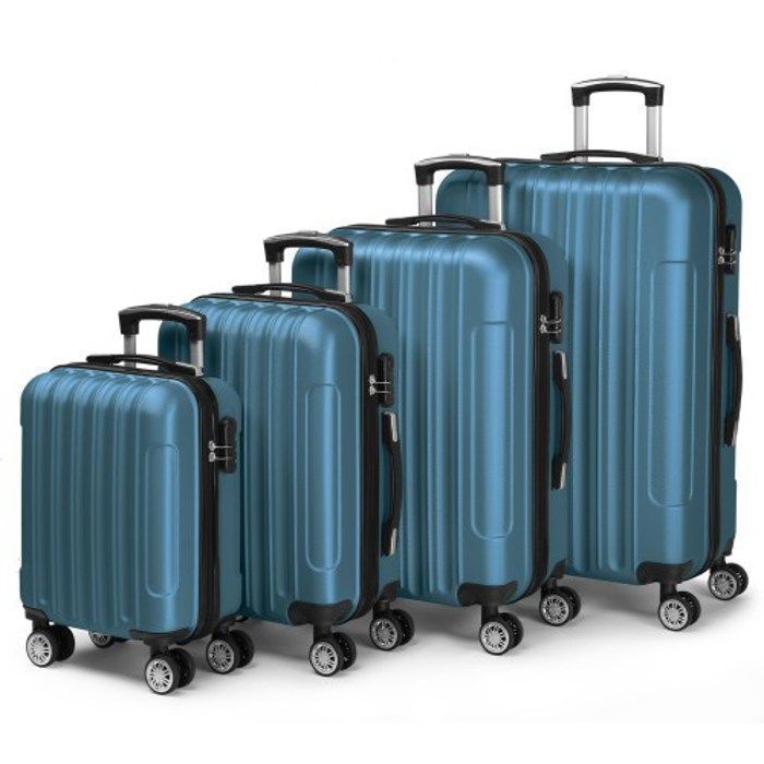 ALIGHTUP - Juego de 4 maletas portátiles 4 en 1 de ABS con ruedas - 45 cm/56 cm/66 cm/76 cm - Azul marino