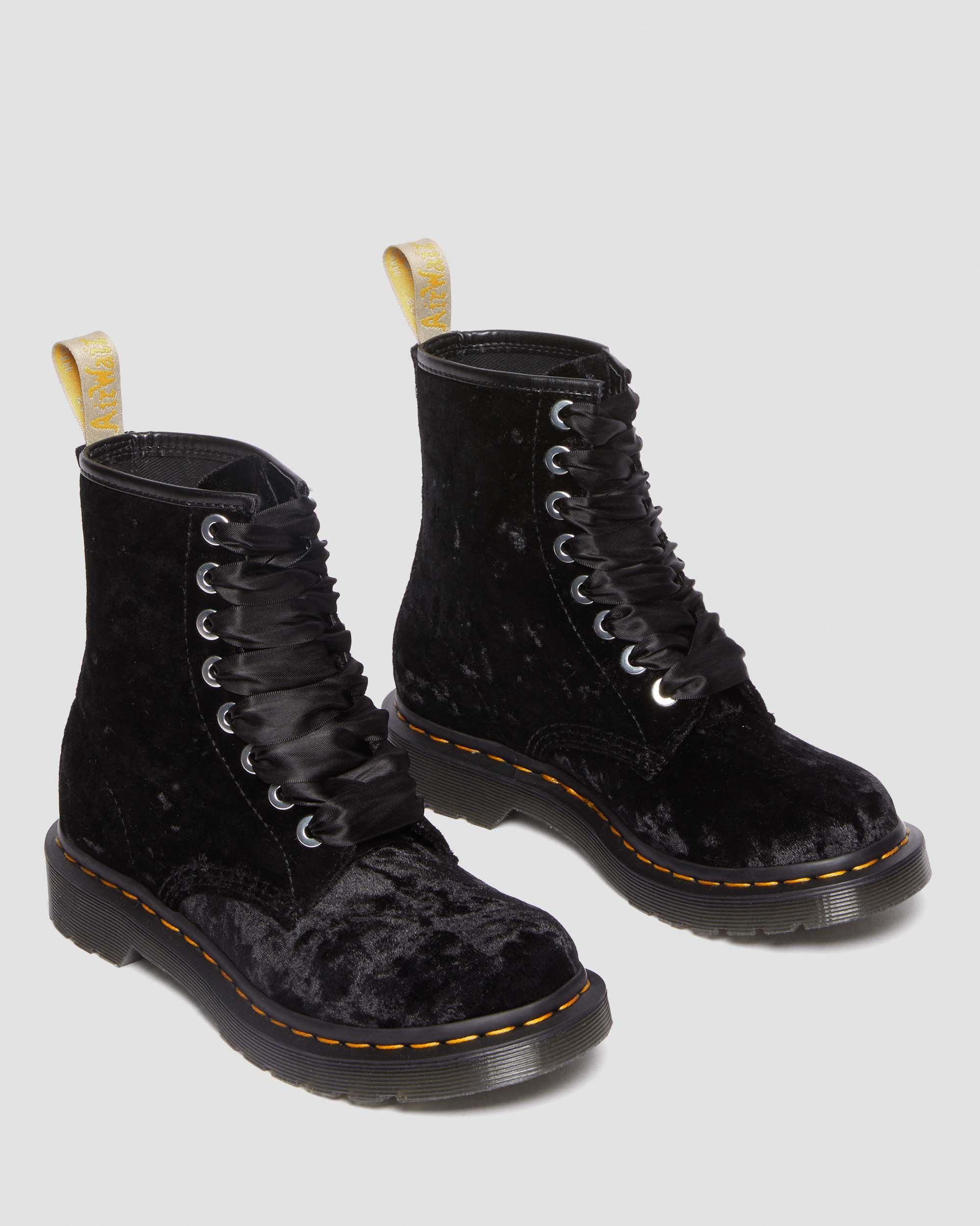 Vegan 1460 Women's Crushed Velvet Lace Up Boots
