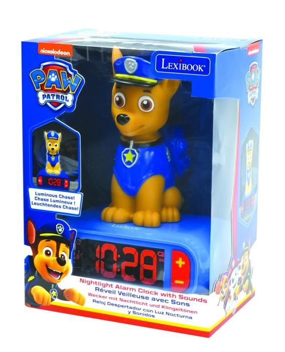 LEXIBOOK Digital Alarm Clock Night Light - Paw Patrol - Chase 3D Light and Sound - Blue - Child