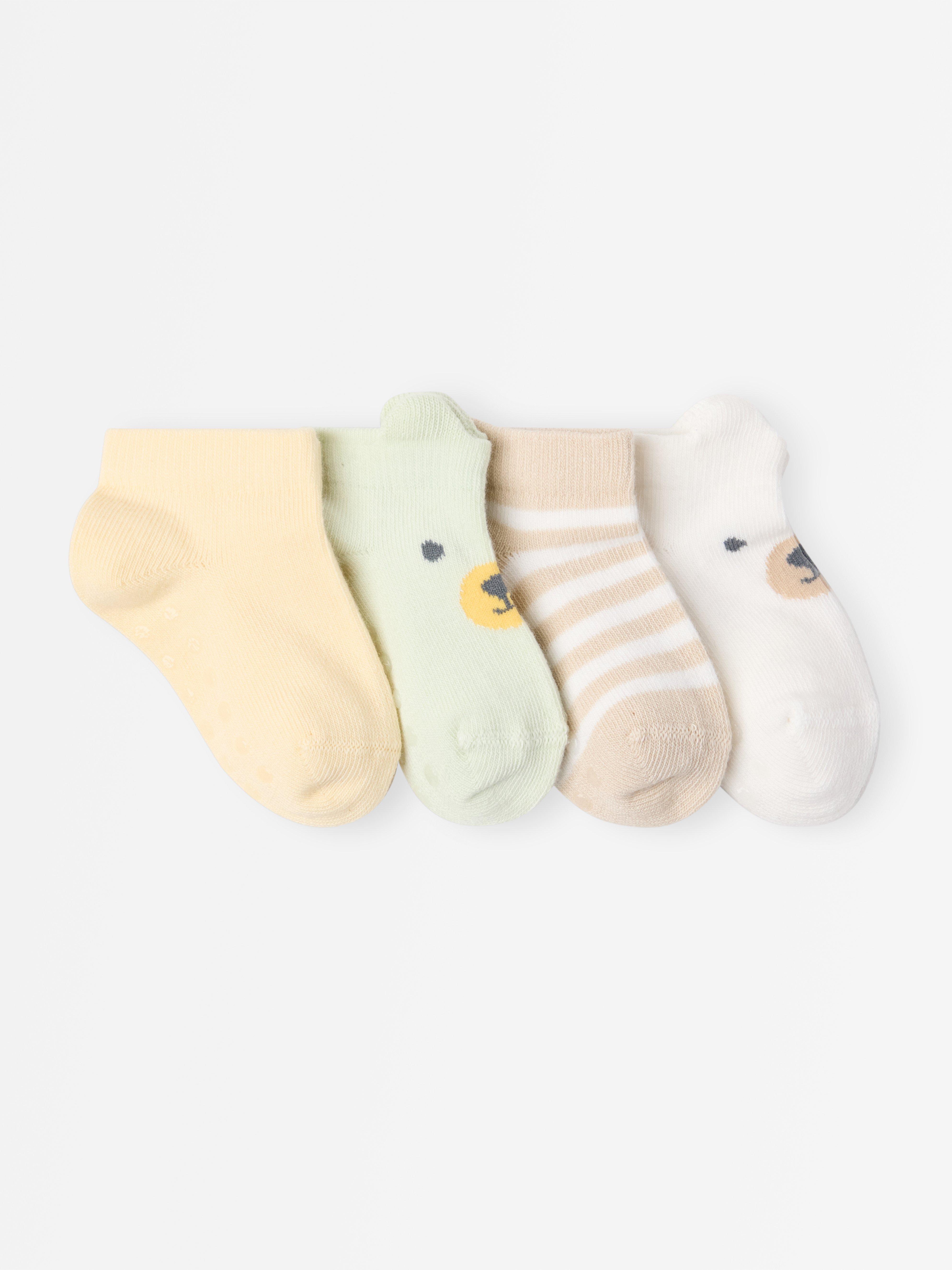 Pacote com 4 pares de meias curtas amarelo claro