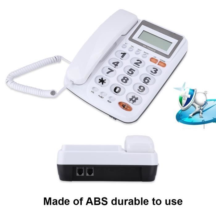 Cuque Téléphone filaire avec répondeur Téléphone fixe filaire de bureau avec affichage d'identification de l'appelant avec