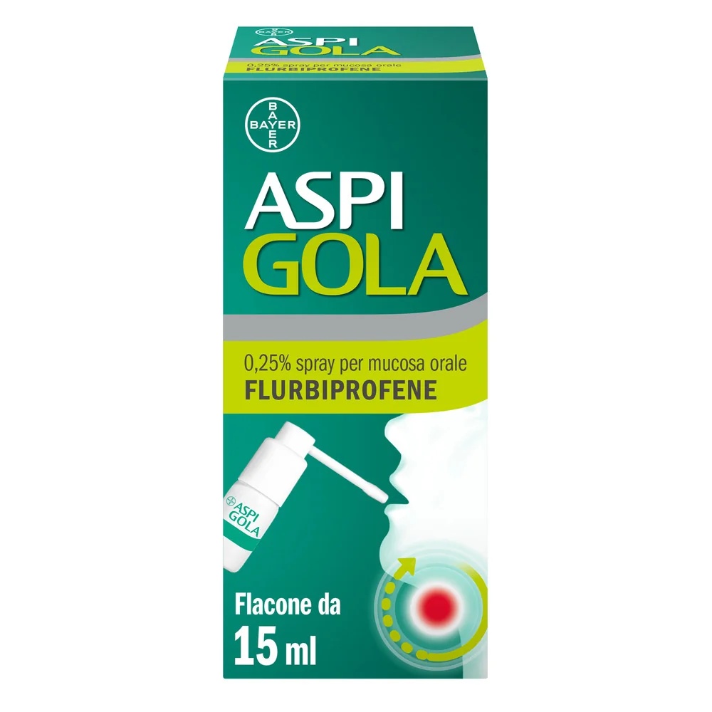 ASPIRINA Aspi Gola Spray 0.25% Spray para la garganta Antiinflamatorio Analgésico 15ml Dolor de garganta