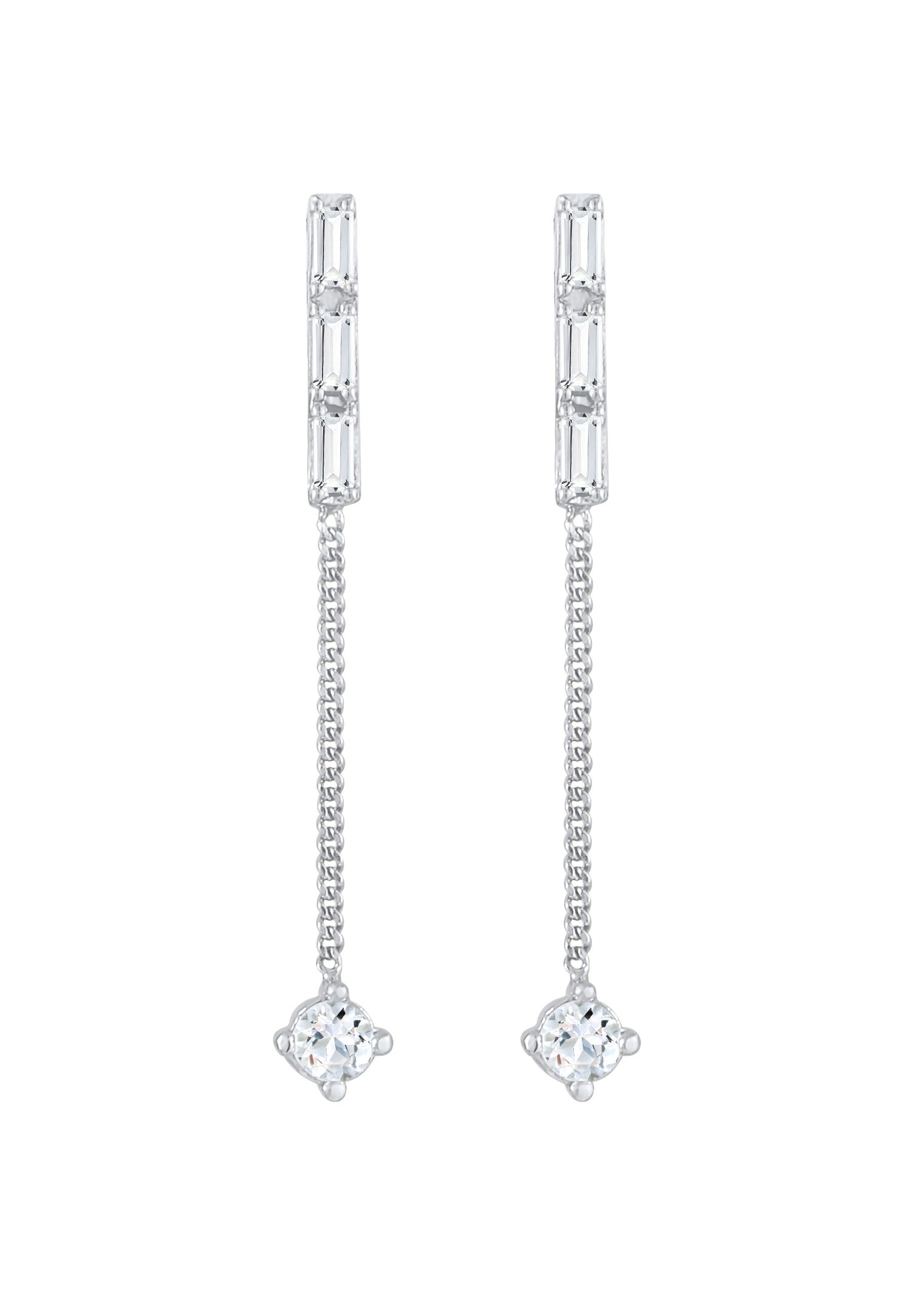 Elli PREMIUM Boucles pendentes pour dames étincelantes avec des pierres topazes en 925/1000 argent massif