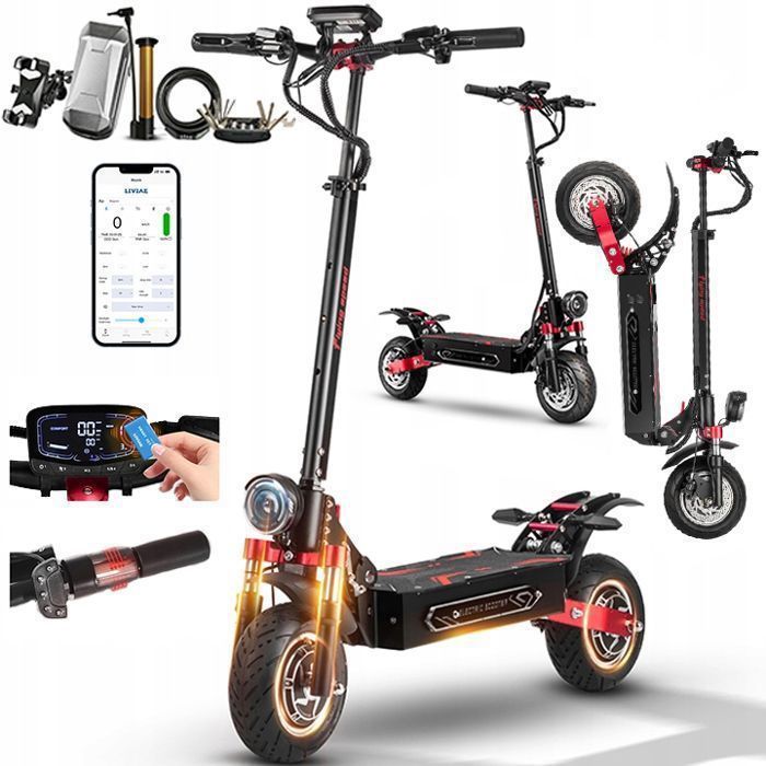 Patinete eléctrico BOYUEDA Q7 Pro Max - 2 motores de 1600 W - Batería de 52 V y 28 Ah - Neumáticos de 10 pulgadas - Autonomía de 110 km - Pantalla LCD