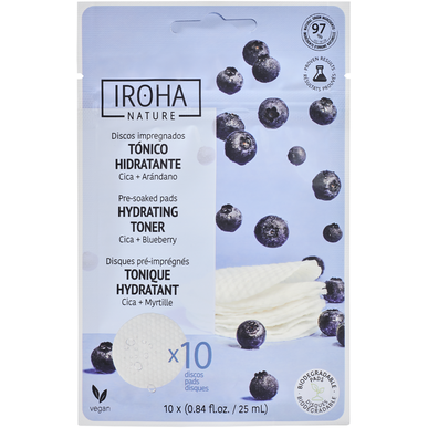 Disques de coton imprégnés Iroha Nature, lotion tonique hydratante, 1 unité.