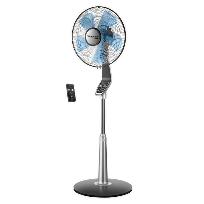 Ventilador de pedestal Rowenta potente y silencioso con control remoto, 5 velocidades y altura ajustable VU5670F2