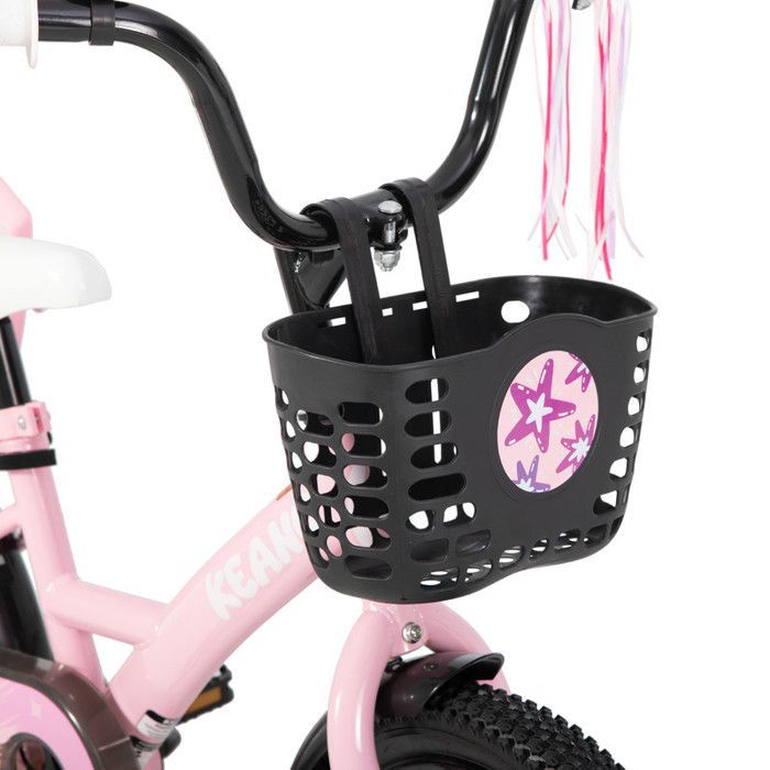 Vélo pour enfants - JOYSTAR - 16 pouces - Avec panier noir et roues d'entraînement - Convient aux enfants âgés de 4 à 7 ans - Rose