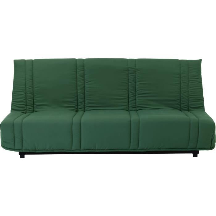 Sofá-cama LENA 20 de 3 lugares - Tecido de algodão verde-floresta - Área de dormir 125x190 cm - L193 x P92 x A93 cm