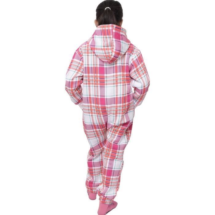 Mädchen Fleece-Einteiler Loungewear Rosa Karomuster Pyjama-Set 5-13 Jahre