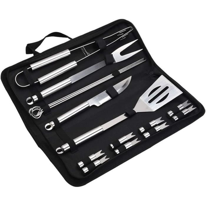 Kit completo de utensilios para barbacoa ZGEER - 16 piezas - Acero inoxidable - Negro