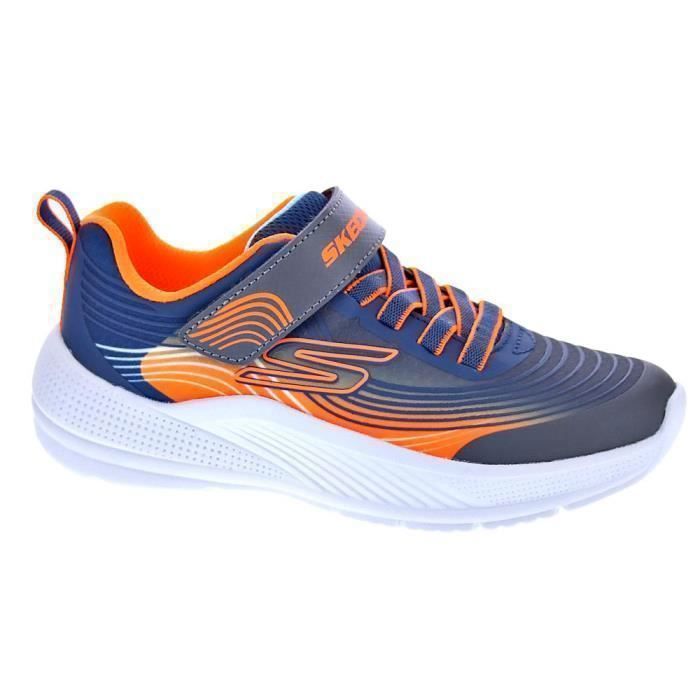 Skechers Baskets enfant garçon bleu Microspec - lacets, tige synthétique, semelle plate