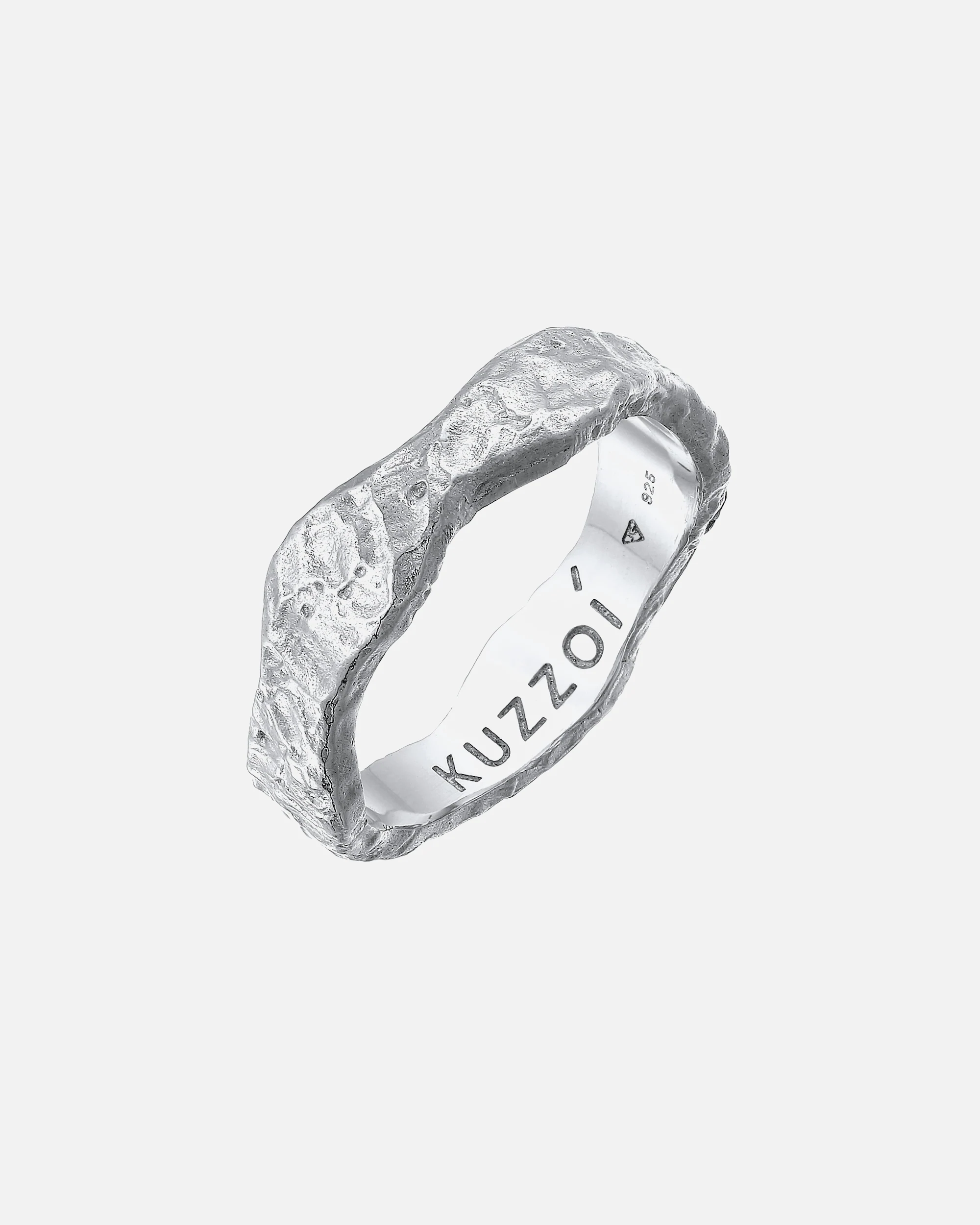 KUZZOI Hommes Bande organique structure en Argent Sterling 925