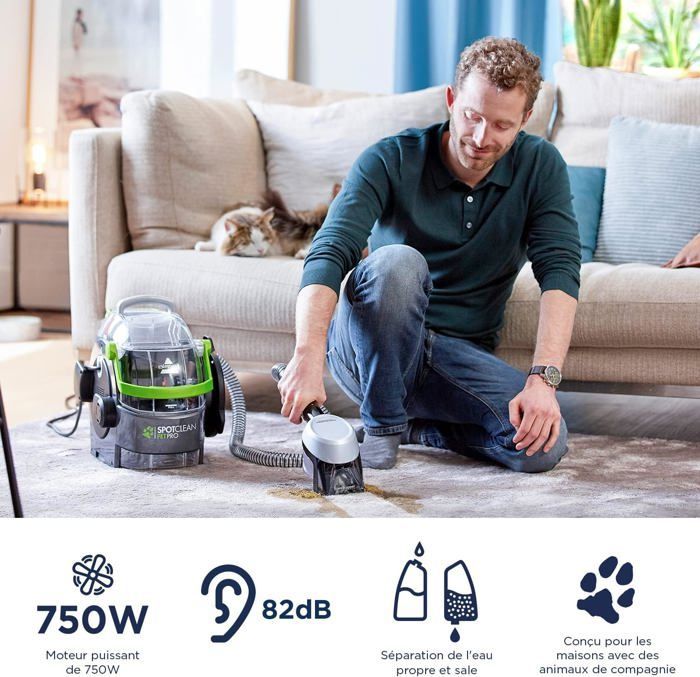 BISSELL SpotClean Pet Pro - Quitamanchas para mascotas - Aspiradora con champú - Limpiador de alfombras, coches y tejidos