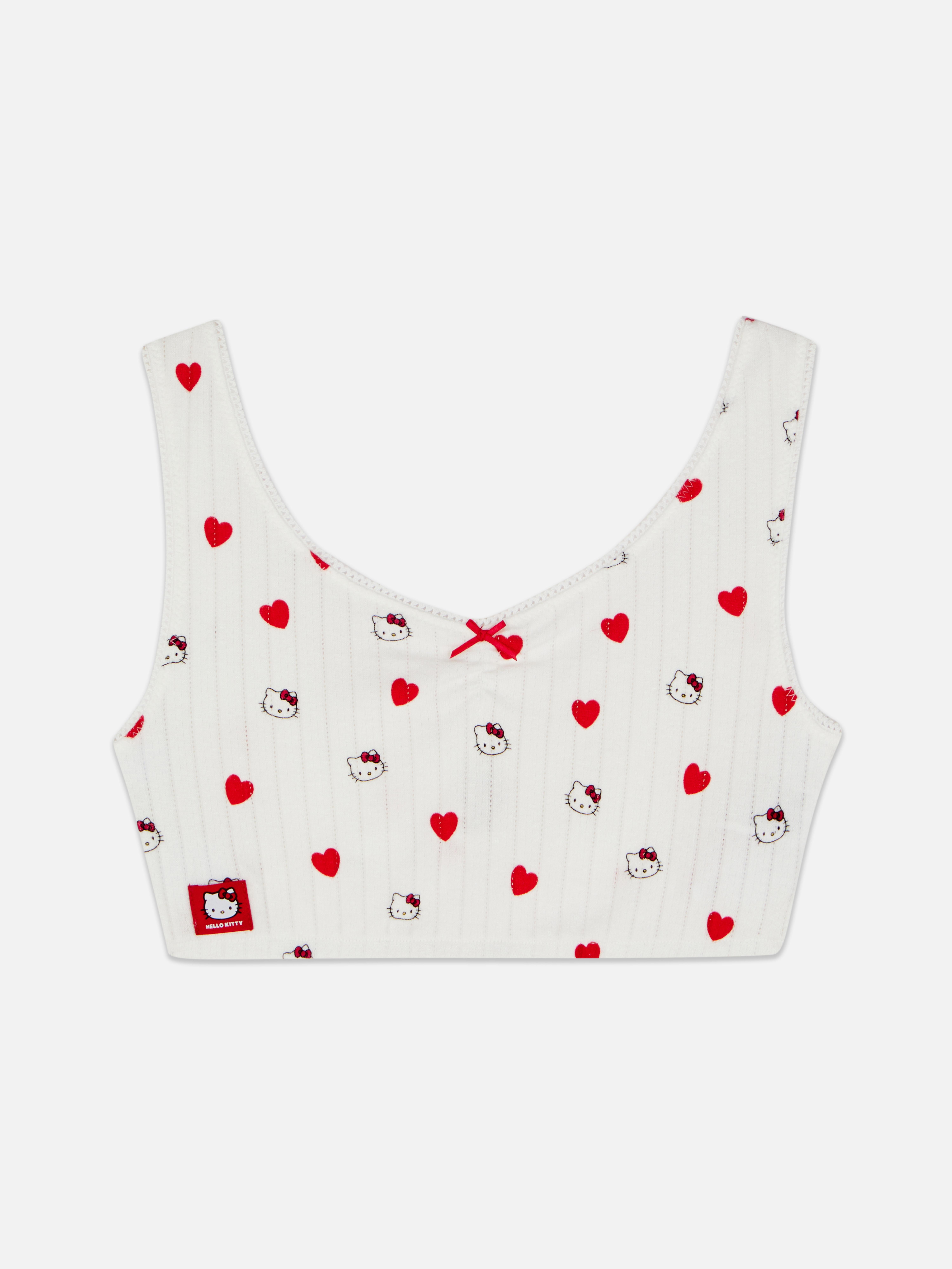 Hello Kitty Pyjamaoberteil mit Lochmuster Ein Hello Kitty Pyjamaoberteil mit U-Ausschnitt und kurzem Saum