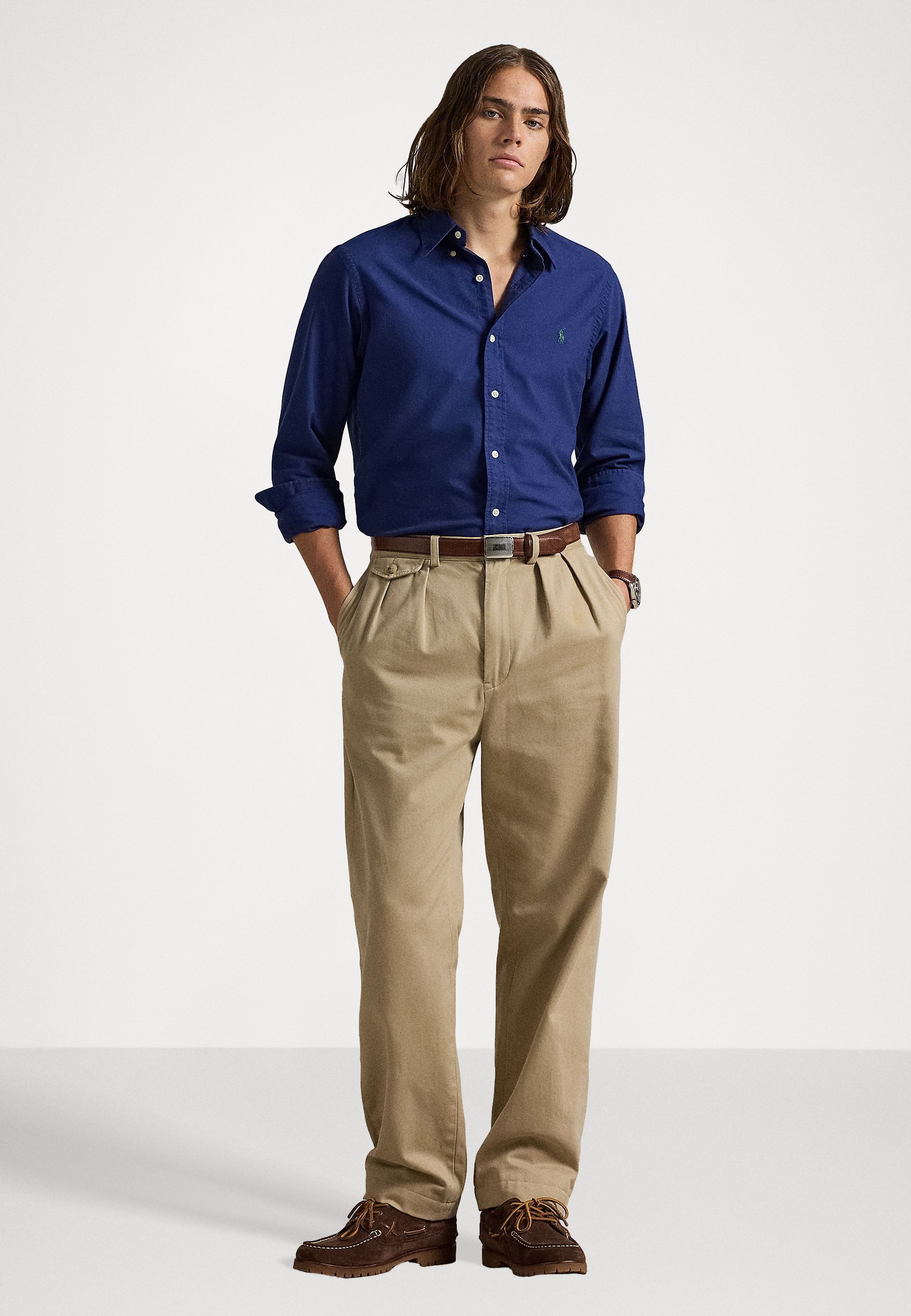 Chemise Oxford Polo Ralph Lauren coupe personnalisée teinte en pièce - Couleur eau douce