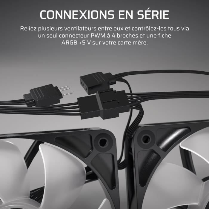 Kit com 3 ventoinhas ARGB de 120 mm - CORSAIR - RS120 - Brancas