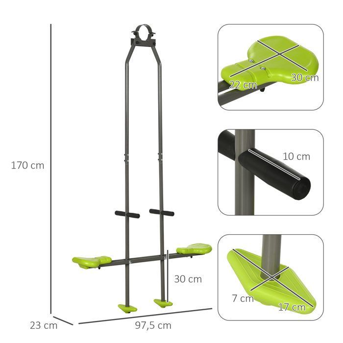 Balançoire agrès vis-à-vis - Outsunny - pour enfants portique jardin installation facile - acier plastique - 3 à 6 ans - vert