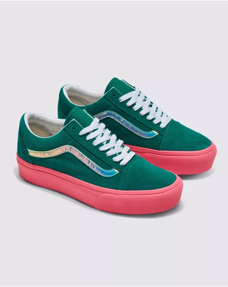 Customs Elevated Ultramarine Green Suede Platform Old Skool Shoe