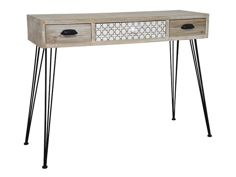 Konsola Loano 105 cm z 3 szufladami jasne drewno