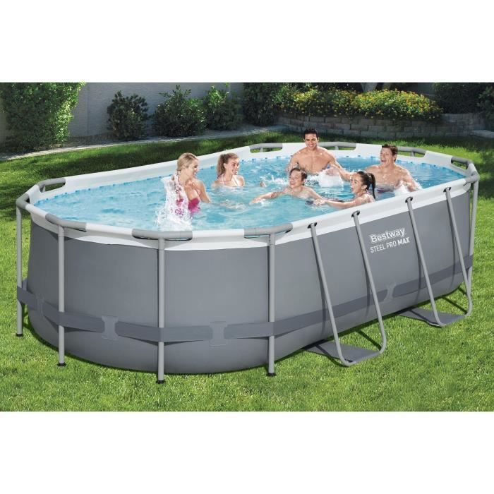 Kit para Piscina Tubular Acima do Solo BESTWAY - Steel Pro MAX™ - 427 x 250 x 100 cm - Oval + Robô de Quartzo