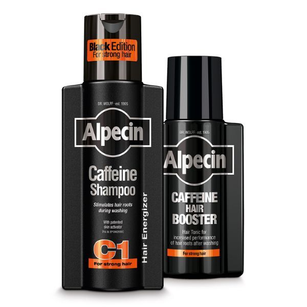 Alpecin Black pánský šampon a kofeinová sada na posilování vlasů