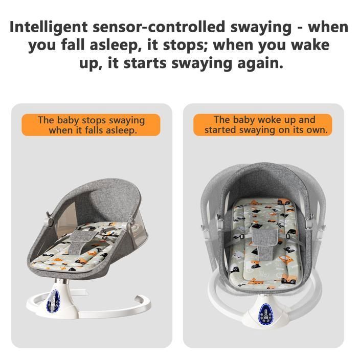 Electric Baby Swing - 5 swing modes - 5-point harness - 0-24 months up to 15KG, with seat cushion - green