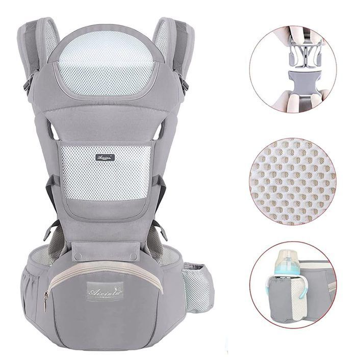Porte-bébé 6 en 1 avec assise de hanche (ergonomique, respirant, monobloc, réglable), pour les nouveau-nés et les jeunes Étiquette